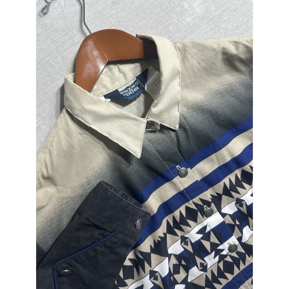 Vintage Brooks & Dunn Panhandle Western Cowboy Button Shirt Men's Medium Aztec